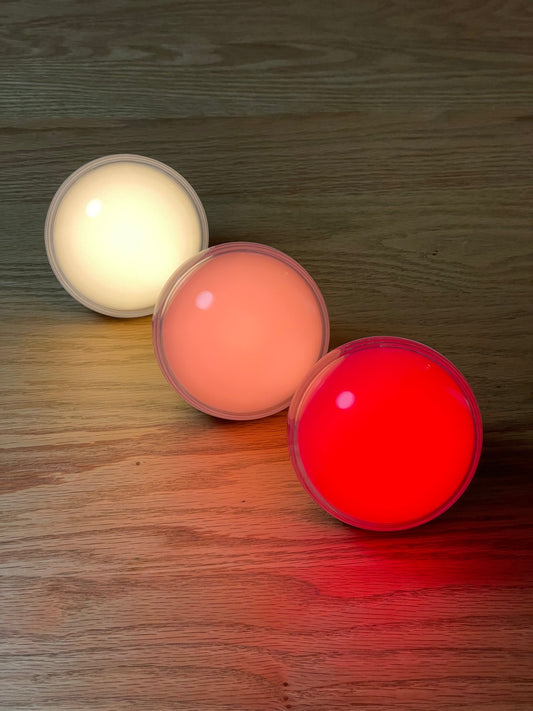 Red light lamp for sleep used as a soft night light in a bedroom